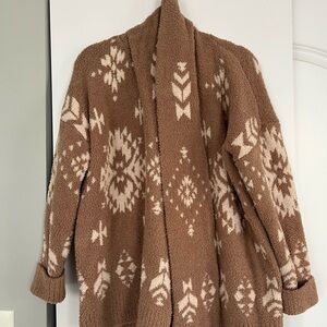 Cozy Brown and Cream Patterned Cardigan